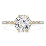 9/10 CTW Round Diamond 6-Prong Claw Solitaire with Accents Engagement Ring in 14K Yellow Gold (MD220226)