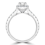 1 1/7 CTW Oval Diamond Double Claw Prongs Cathedral Oval Halo Engagement Ring in 14K White Gold (MD220327)