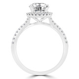 5/8 CTW Round Diamond Cathedral Tapered  Halo Engagement Ring in 14K White Gold with Accents (MD220430)