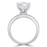 1 CTW Round Diamond 6-Prong Hidden Halo Solitaire with Accents Engagement Ring in 14K White Gold (MD220448)