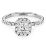 4/5 CTW Radiant Diamond Emerald Halo Engagement Ring in 14K White Gold with Accents (MD230031)