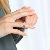 1 1/5 CTW Round Diamond Solitaire with Accents Engagement Ring in 14K White Gold (MD230049)