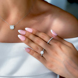 1 1/5 CTW Round Diamond Solitaire with Accents Engagement Ring in 14K White Gold (MD230049)