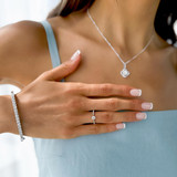 1/2 CTW Round Diamond Petal Tappered Solitaire with Accents Engagement Ring in 14K White Gold (MD230071)