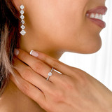 1/2 CTW Round Diamond Petal Tappered Solitaire with Accents Engagement Ring in 14K White Gold (MD230071)