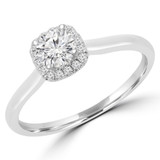 1/3 CTW Round Diamond Cushion Halo Engagement Ring in 14K White Gold (MD230094)