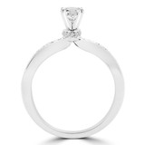 5/8 CTW Round Diamond High Set Hidden Halo Solitaire with Accents Engagement Ring in 14K White Gold (MD230111)