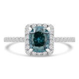 2 1/10 CTW Cushion Blue Diamond Radiant Halo Engagement Ring in 14K White Gold with Accents (MD230125)