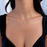 1/4 CT Round Diamond Bezel Set Necklace in 14K White Gold (MD230200)