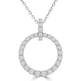3/4 CTW Round Diamond Circle Symbolic Pendant Necklace in 14K White Gold (MD230315)