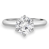 1/2 CT Round Lab Created Diamond  6-Prong Solitaire with Accents Engagement Ring in 14K White Gold (MD240066)