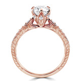 9/10 CTW Round Diamond 6-Prong Vintage Solitaire with Accents Engagement Ring in 14K Rose Gold (MD240068)
