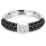 1 1/10 CTW Round Diamond Three-row Solitaire with Accents Engagement Ring in 14K White Gold (MD240069)