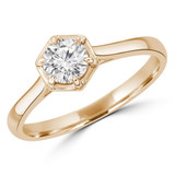 1/2 CT Round Lab Created Diamond  6-Prong Open Bridge Solitaire Engagement Ring in 14K Yellow Gold (MD240102)