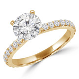 1 1/2 CTW Round Lab Created Diamond  Shared-prong Solitaire with Accents Engagement Ring in 14K Yellow Gold (MD240112)