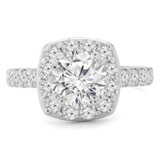9/10 CTW Round Diamond Cathedral Cushion Halo Engagement Ring in 14K White Gold with Accents (MD240146)
