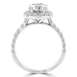 9/10 CTW Round Diamond Cathedral Cushion Halo Engagement Ring in 14K White Gold with Accents (MD240146)