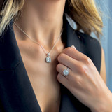 9/10 CTW Round Diamond Cathedral Cushion Halo Engagement Ring in 14K White Gold with Accents (MD240146)