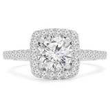 9/10 CTW Round Diamond Cathedral Cushion Halo Engagement Ring in 14K White Gold with Accents (MD240209)