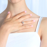 1 1/5 CTW Emerald Diamond Cathedral Emerald Halo Engagement Ring in 14K White Gold with Accents (MD240210)