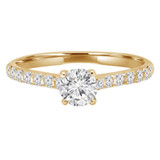 2/3 CTW Round Diamond Trellis Solitaire with Accents Engagement Ring in 14K Yellow Gold (MD240221)