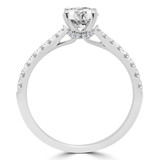 9/10 CTW Round Diamond Tapered Hidden Halo Solitaire with Accents Engagement Ring in 14K White Gold (MD240248)