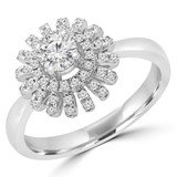 2/5 CTW Round Diamond Floral Halo Engagement Ring in 14K White Gold (MD240250)