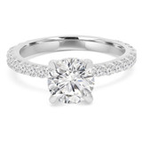 2 1/2 CTW Round Lab Created Diamond  Tapered Hidden Halo Solitaire with Accents Engagement Ring in 14K White Gold (MD240254)
