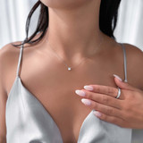1/2 CT Round Lab Created Diamond  4-Prong Necklace in 14K White Gold (MD240271)