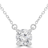 1/2 CT Round Lab Created Diamond  4-Prong Necklace in 14K White Gold (MD240272)