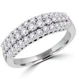 1/2 CTW Round Diamond Three-Row Semi-Eternity Wedding Band Ring in 14K White Gold (MDR130001)