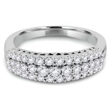 1/2 CTW Round Diamond Three-Row Semi-Eternity Wedding Band Ring in 14K White Gold (MDR130001)