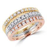 1/3 CTW Round Diamond Three Semi-Eternity Ring in 14K Three-Tone Gold (MDR130017)