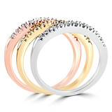 1/3 CTW Round Diamond Three Semi-Eternity Ring in 14K Three-Tone Gold (MDR130017)