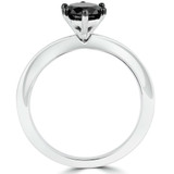 4/5 CT Round Black Diamond Solitaire Engagement Ring in 10K White Gold (MDR130024)