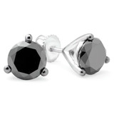 1 1/6 CTW Round Black Diamond 3-Prong Solitaire Stud Earrings in 10K White Gold (MDR130026)