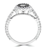 3/4 CTW Round Black Diamond Halo Engagement Ring in 10K White Gold (MDR130029)