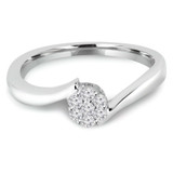 1/8 CTW Round Diamond Cluster Cocktail Ring in 14K White Gold (MDR130037)