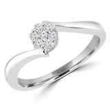 1/8 CTW Round Diamond Cluster Cocktail Ring in 14K White Gold (MDR130037)