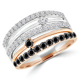 4/5 CTW Round Black Diamond Cocktail Ring in 14K Two-Tone Gold (MDR140001)