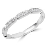 1/10 CTW Round Diamond Vintage Semi-Eternity Wedding Band Ring in 14K White Gold (MDR140066)