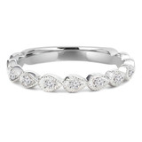 1/8 CTW Round Diamond Vintage Semi-Eternity Wedding Band Ring in 14K White Gold (MDR140067)