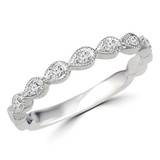 1/8 CTW Round Diamond Vintage Semi-Eternity Wedding Band Ring in 14K White Gold (MDR140067)