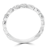 1/8 CTW Round Diamond Vintage Semi-Eternity Wedding Band Ring in 14K White Gold (MDR140067)