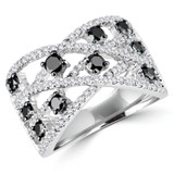 3/4 CTW Round Black Diamond Cocktail Ring in 14K White Gold (MDR140086)
