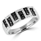1/4 CTW Round Black Diamond Cocktail Ring in 14K White Gold (MDR140087)