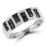 1/4 CTW Round Black Diamond Cocktail Ring in 14K White Gold (MDR140087)
