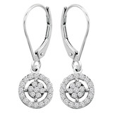 1/3 CTW Round Diamond Halo Cluster Drop/Dangle Earrings in 14K White Gold (MDR140097)