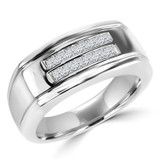 1/2 CTW Princess Diamond Two-Row Cocktail Mens Ring in 14K White Gold (MDR140106)