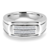 1/2 CTW Princess Diamond Two-Row Cocktail Mens Ring in 14K White Gold (MDR140106)